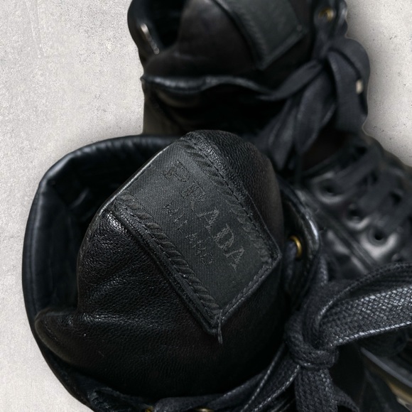 PRADA Levitate Black Quilted Leather High-Top Men’s Sneakers - Picture 12 of 17